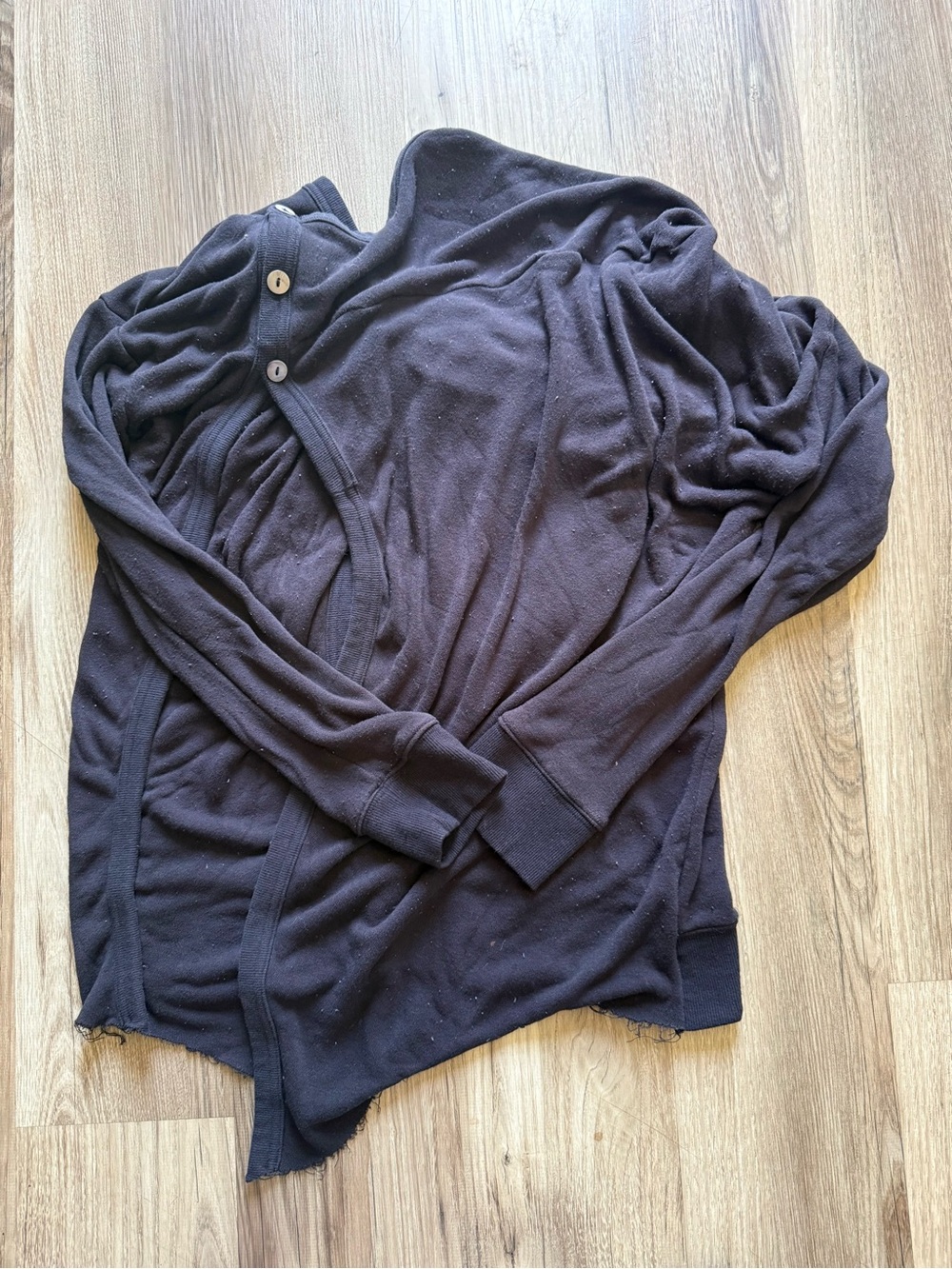 Free People Black Button-Shoulder Lightweight Pullover